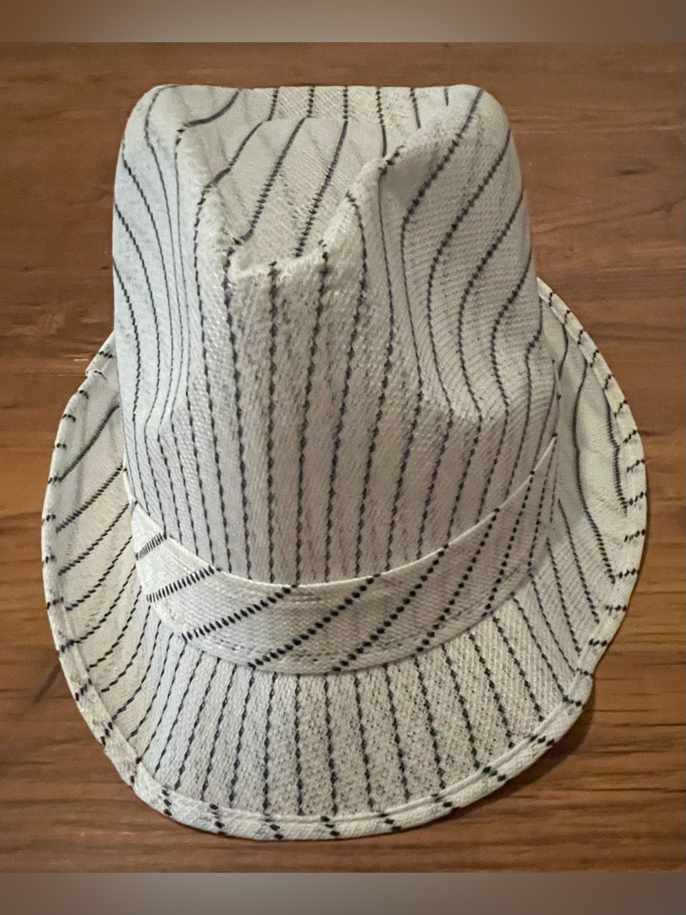 Striped White & Black Fedora Hat